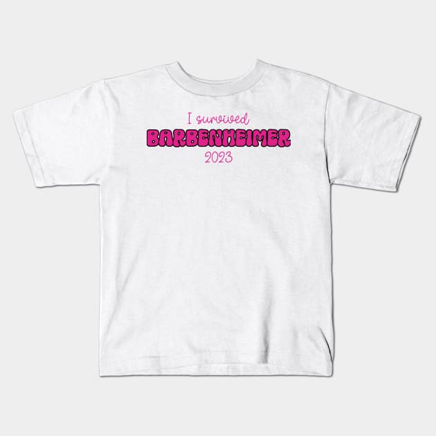 I survived Barbenheimer - Funny Meme Kids T-Shirt by ARTSYVIBES111